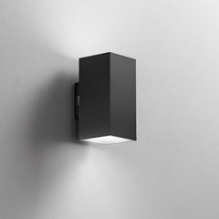 APPLIQUE BIEMISSIONE LED POLO NERA QUADRATA 2X8W 1960LM CCT IP65 7,8X9,9X16CM