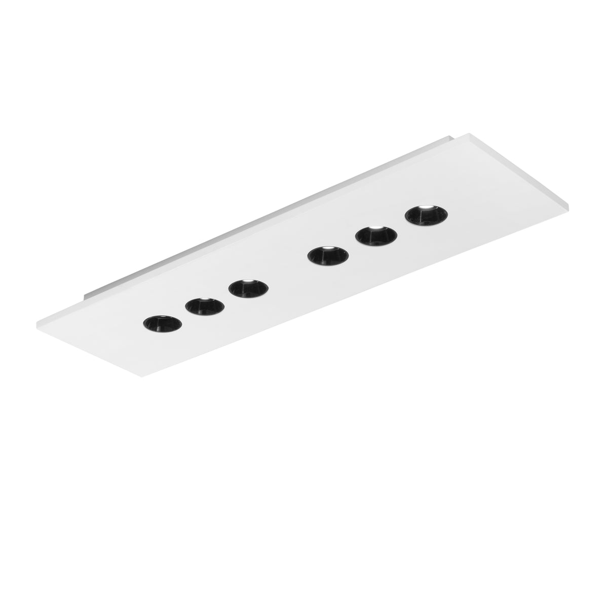 "Plafoniera LED XICO in gesso bianco verniciabile, CCT, h 20x70 cm."