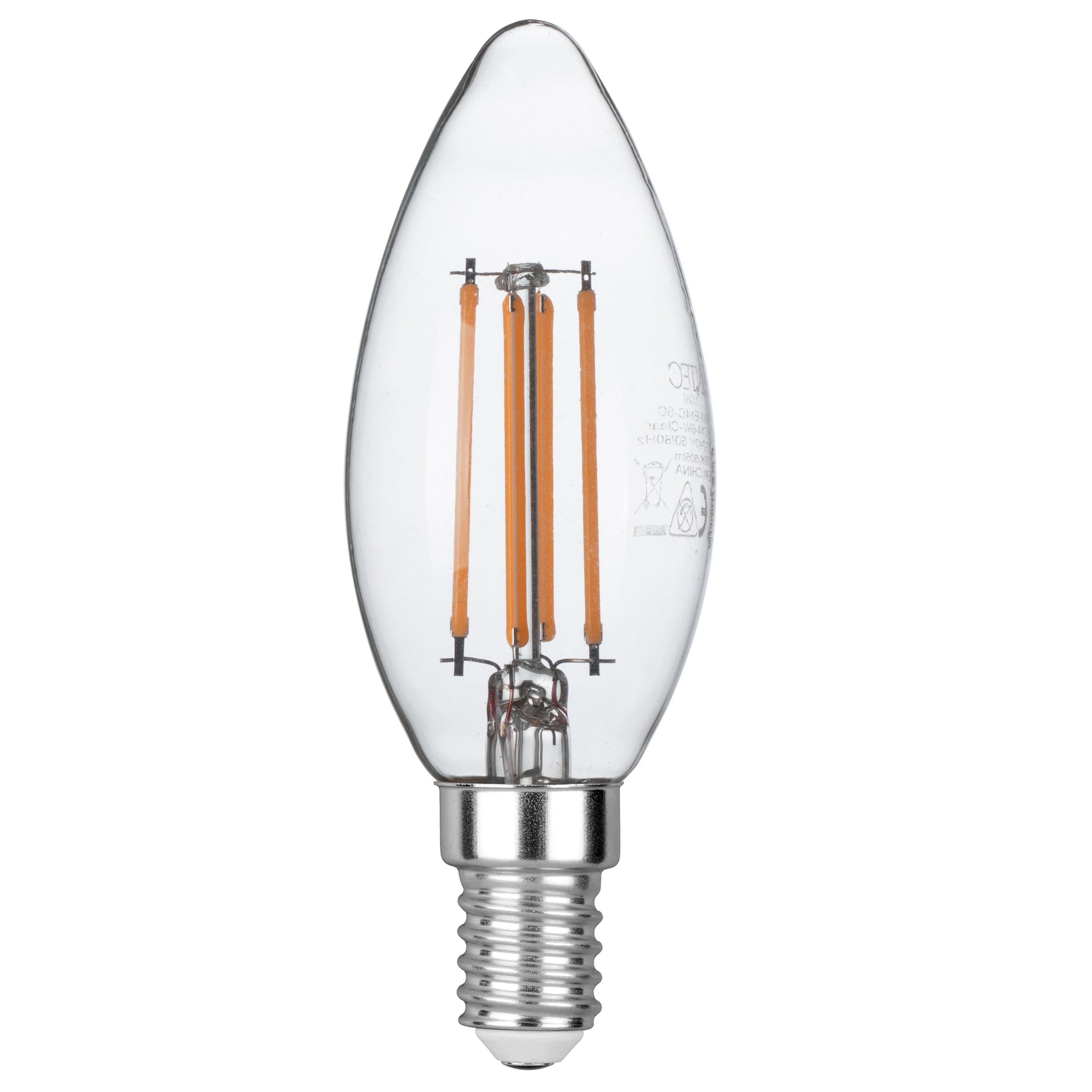 Lampadina LED E14 Candela trasparente Filamento COB 6W 806lm 4000K