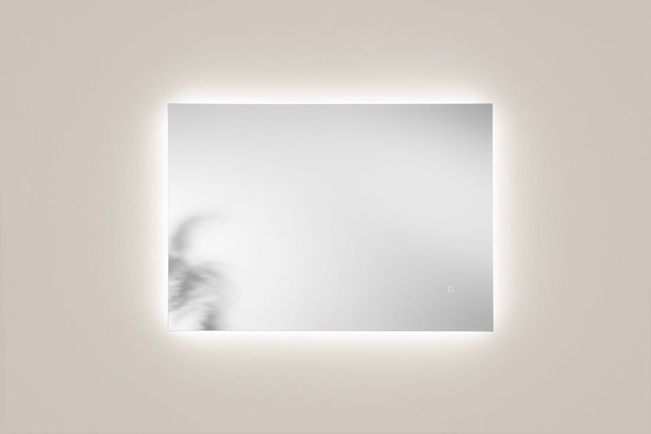 SPECCHIO TONDO DIAM.80CM BORDO SABBIATO ILLUMINATO FRONTALE LED CCT TOUCH CORNICE NERA ARGENTO SENZA RAME 4MM STRUTTURA PVC PELLICOLA ANTIDEFLAGRANTE