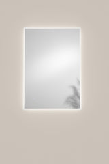 SPECCHIO TONDO DIAM.80CM BORDO SABBIATO ILLUMINATO FRONTALE LED CCT TOUCH CORNICE ORO ARGENTO SENZA RAME 4MM STRUTTURA PVC PELLICOLA ANTIDEFLAGRANTE