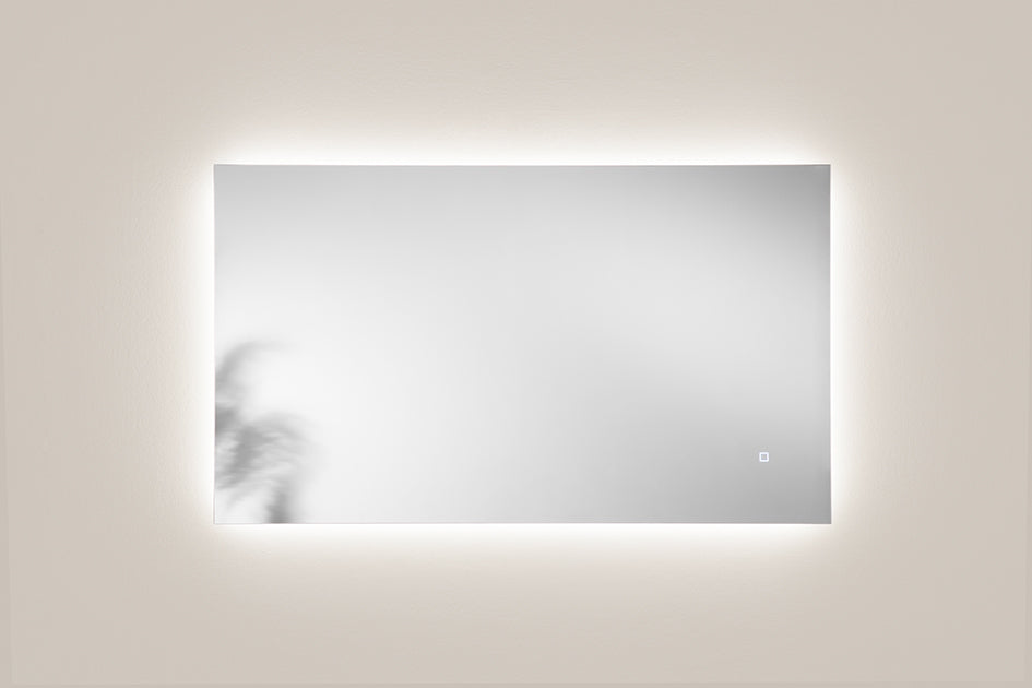 SPECCHIO 100X70CM RETROILLUMINATO LED CCT ARGENTO SENZA RAME 4MM STRUTTURA REVERSIBILE PVC PELLICOLA ANTIDEFLAGRANTE