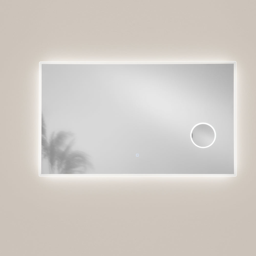 SPECCHIO 120X70CM RETROILLUMINATO LED CCT ARGENTO SENZA RAME 4MM STRUTTURA REVERSIBILE PVC PELLICOLA ANTIDEFLAGRANTE
