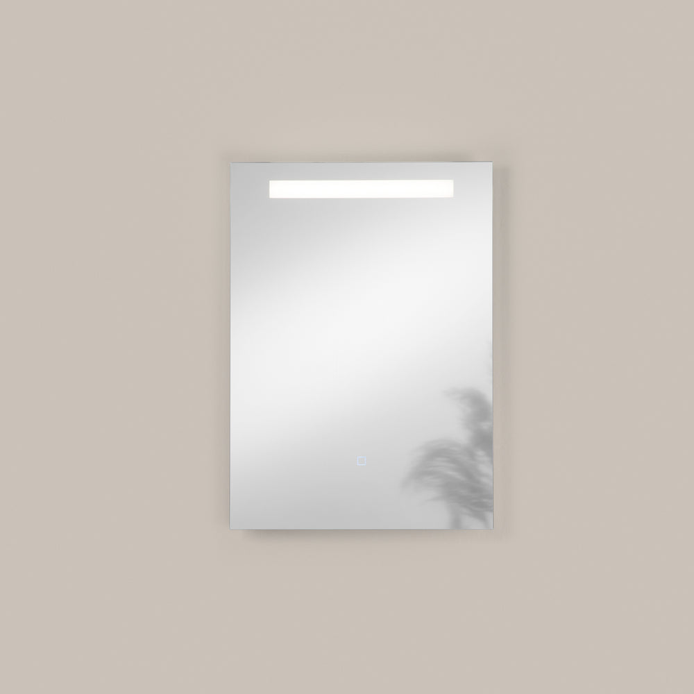 SPECCHIO OVALE 60X80CM BORDO SABBIATO ILLUMINATO FRONTALE LED CCT ARGENTO SENZA RAME 4MM STRUTTURA PVC PELLICOLA ANTIDEFLAGRANTE