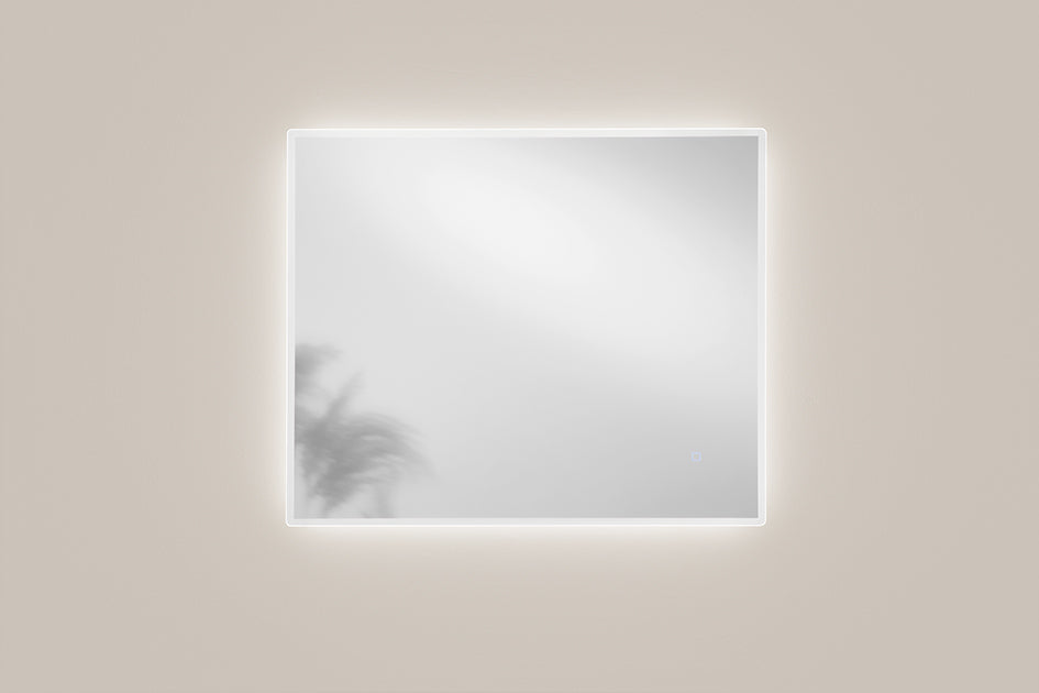 SPECCHIO TONDO DIAM.80CM BORDO SABBIATO ILLUMINATO LED CCT ARGENTO SENZA RAME 4MM STRUTTURA PVC PELLICOLA ANTIDEFLAGRANTE
