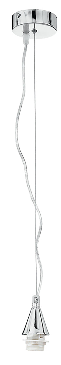 "Pendel a cono cromato con filo in acciaio E27 80 cm."
