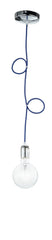 "Pendel IDEA con cavo in tessuto blu E27 80 cm."