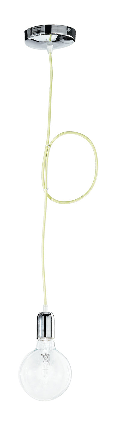 "Pendel IDEA con cavo in tessuto giallo E27 80 cm."
