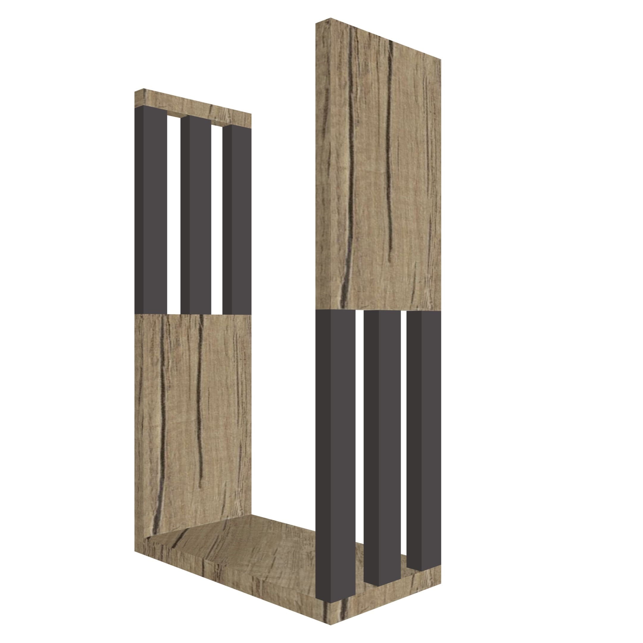 Mensola da parete in legno lettera U rovere e grafite