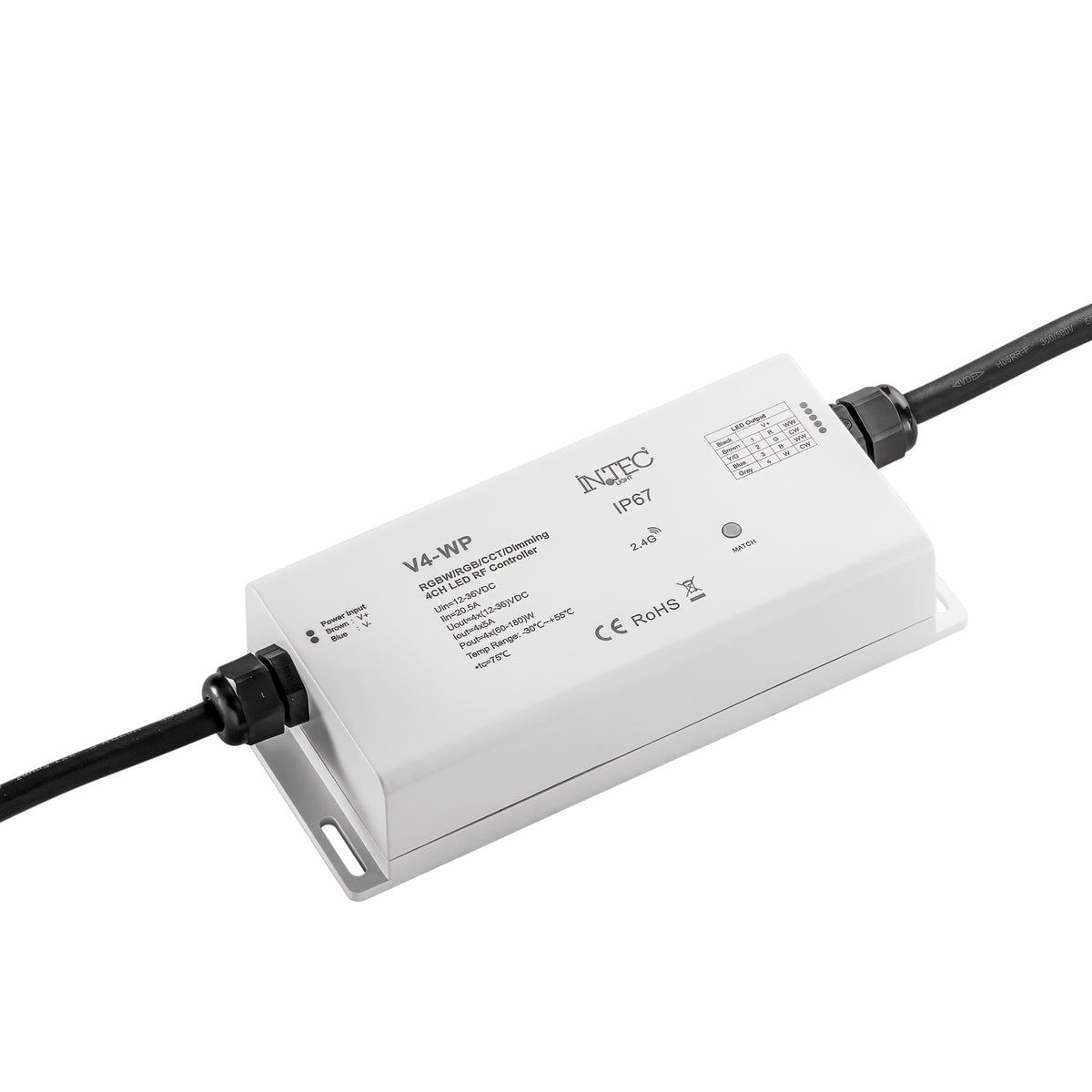 "Ricevitore + amplificatore DC12-36V 5A*4ch max. 20A IP67"