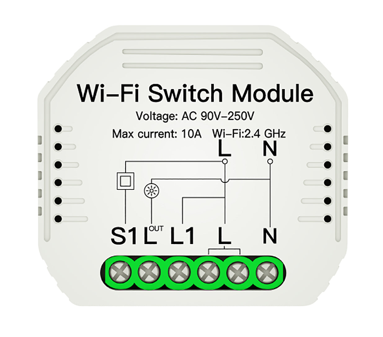 "CONTROLLER WIFI 2.4GHz PER ACCENSIONE E TIMER INTERRUTTORI 1 VIA 230V MAX 10A"