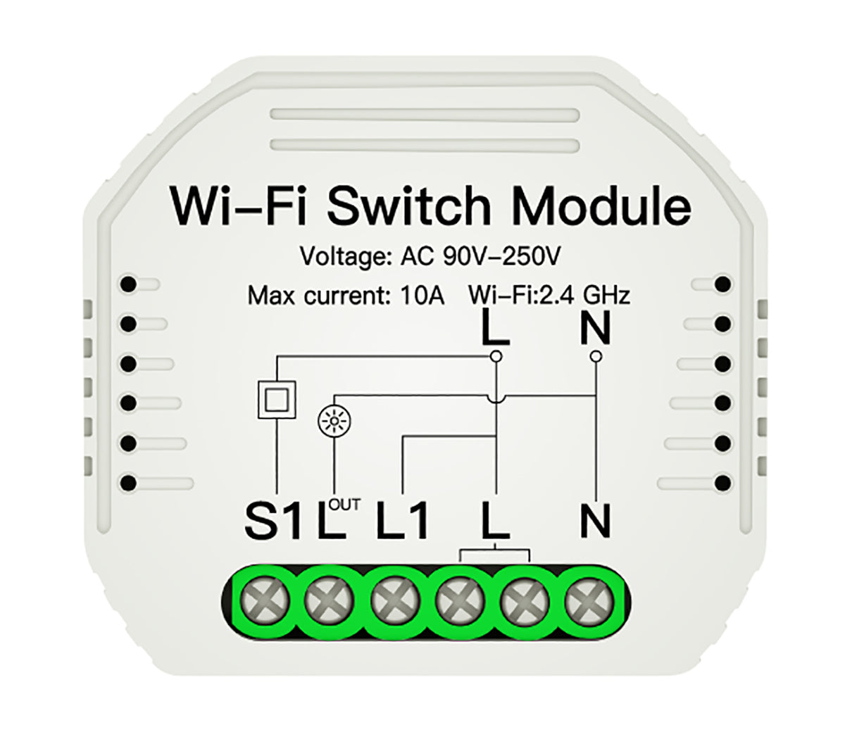 "CONTROLLER WIFI 2.4GHz PER ACCENSIONE E TIMER INTERRUTTORI 1 VIA 230V MAX 10A"
