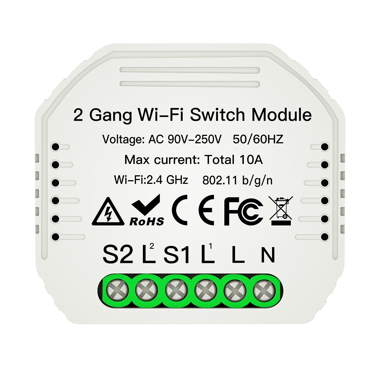 "CONTROLLER WIFI 2.4GHz PER ACCENSIONE E TIMER INTERRUTTORI 2 VIE 230V MAX 10A"
