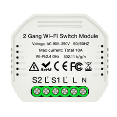 "CONTROLLER WIFI 2.4GHz PER ACCENSIONE E TIMER INTERRUTTORI 2 VIE 230V MAX 10A"