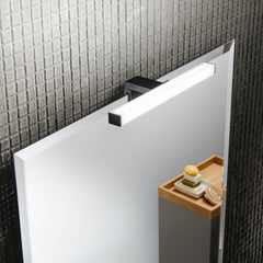 APPLIQUE LED NOIR NERO QUADRA FISSAGGIO PARETE/SPECCHIO 5W 600LM 3000K IP44 30X9,5X4,45CM