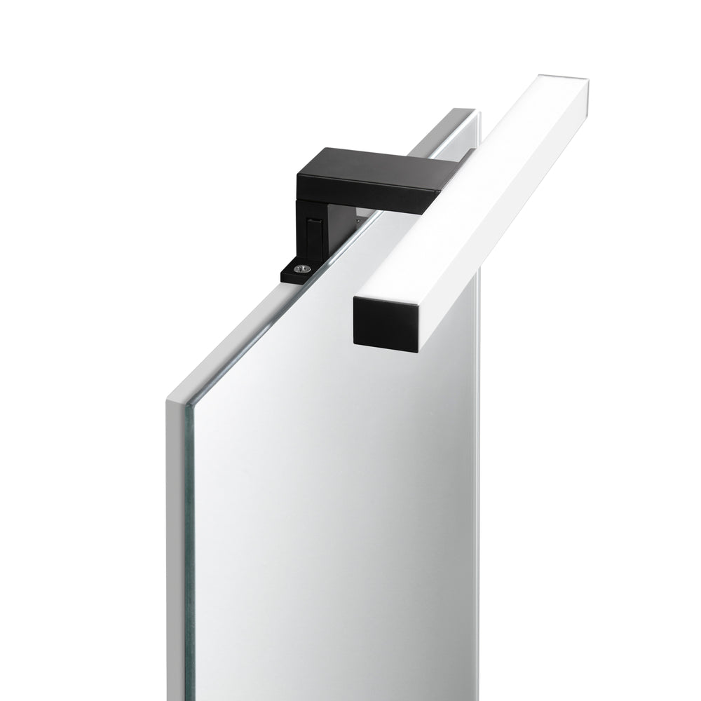 APPLIQUE LED NOIR NERO QUADRA FISSAGGIO PARETE/SPECCHIO 5W 600LM 3000K IP44 30X9,5X4,45CM