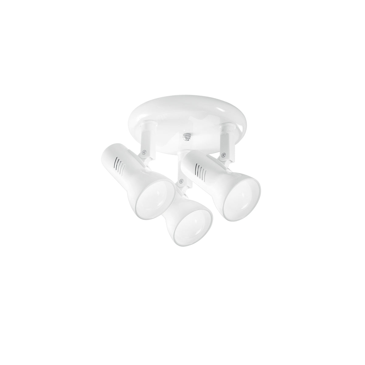 "Spot plafoniera CARRERA in metallo bianco con 3 diffusori orientabili"