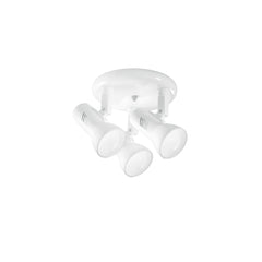 "Spot plafoniera CARRERA in metallo bianco con 3 diffusori orientabili"