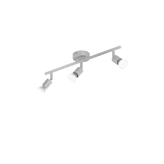 "Spot COOPER in metallo argento con 3 diffusori orientabili e lampadine incluse"