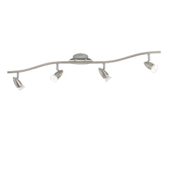 "Spot SUNNY in metallo nichel con 4 punti luce orientabili e lampadine incluse"