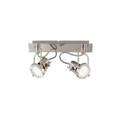 "Spot TECHNO in metallo nichel con 2 punti luce orientabili e lampadina inclusa"