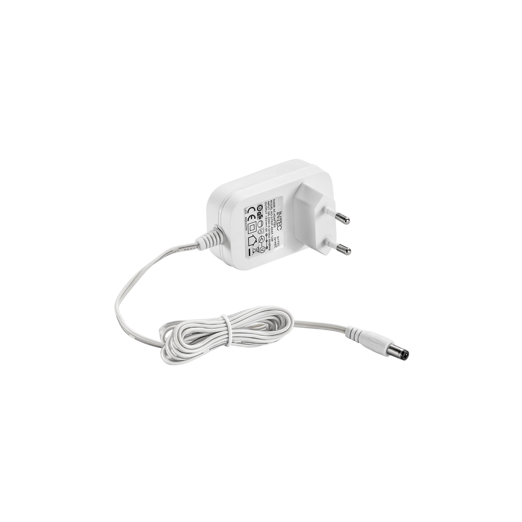 "ADATTATORE TENSIONE COSTANTE 12W 12V OUTPUT 12V 1A INPUT 110-240V 0.5A CAVO 150CM"