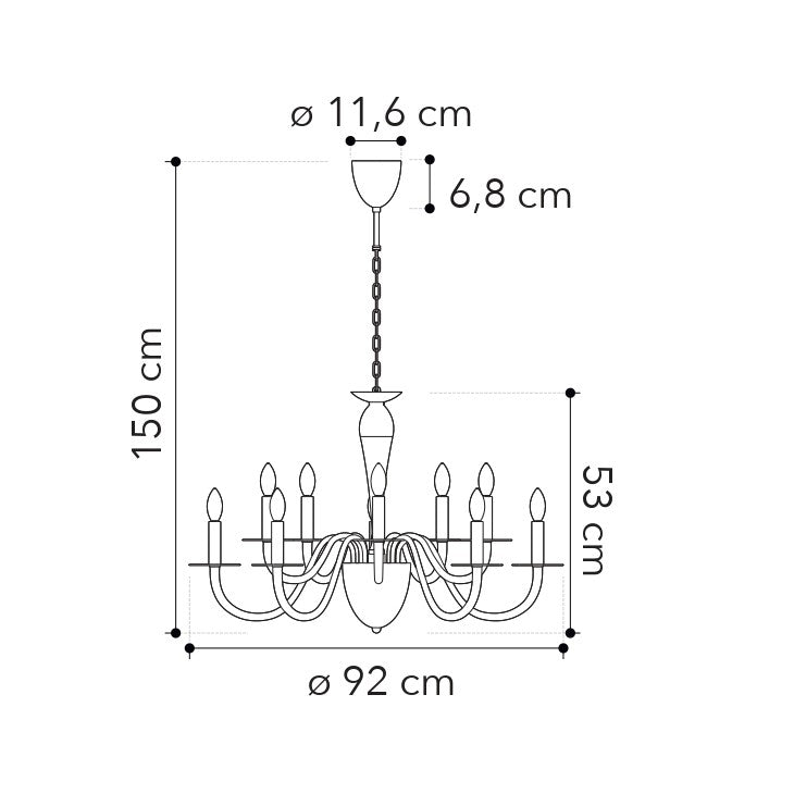 LAMPADARIO ARMSTRONG BIANCO/ORO 10XE14 92X150CM