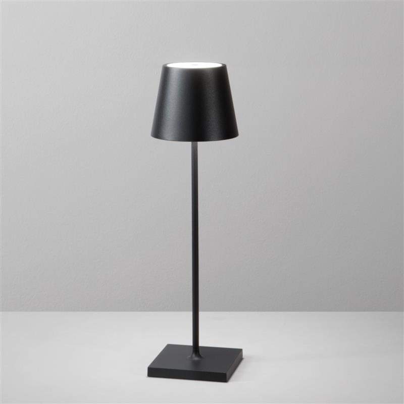 LAMPADA DA TAVOLO RICARICABILE LED DRINK NERA 2,2W 190LM 3000K DIMM. IP54 10X36CM