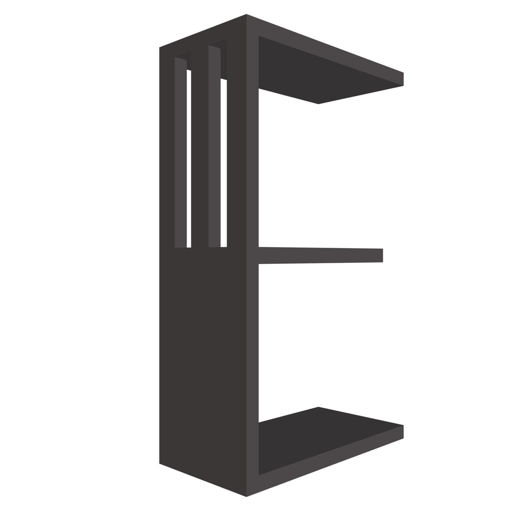 mensola a forma di lettera E colore grafite