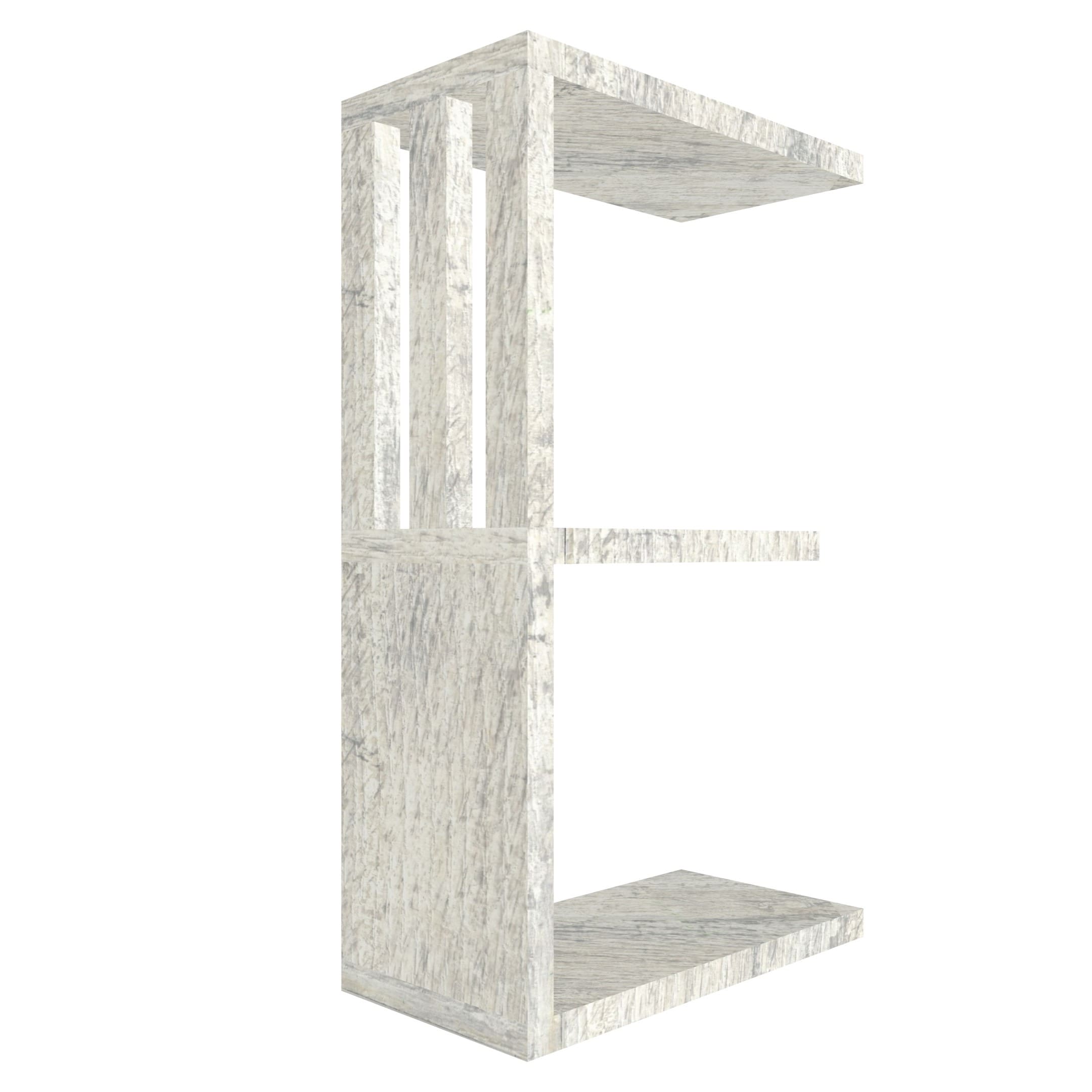 mensola in legno a forma di lettera E colore legno chiaro