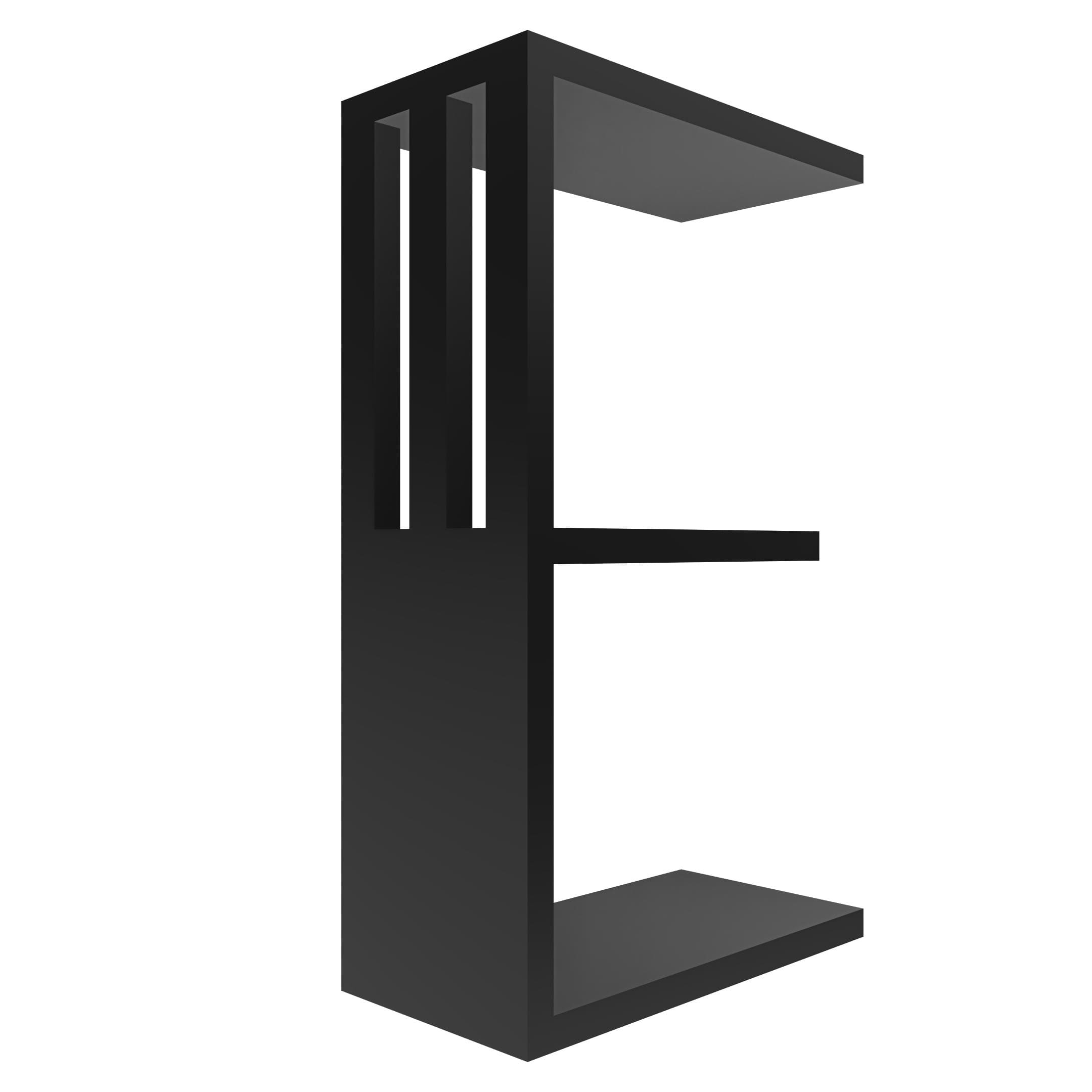 mensola in legno a forma di lettera E colore nero