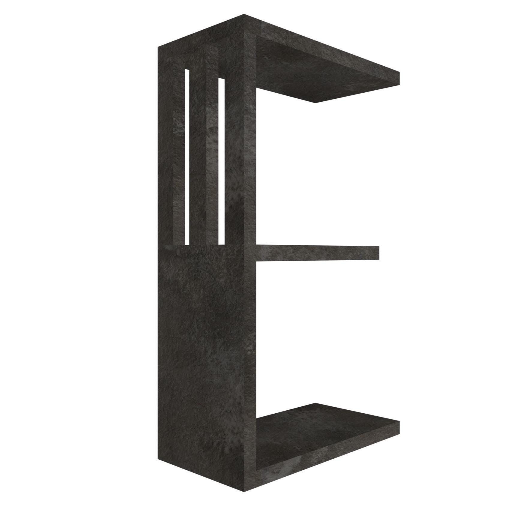 mensola a forma di lettera E colore vulcano