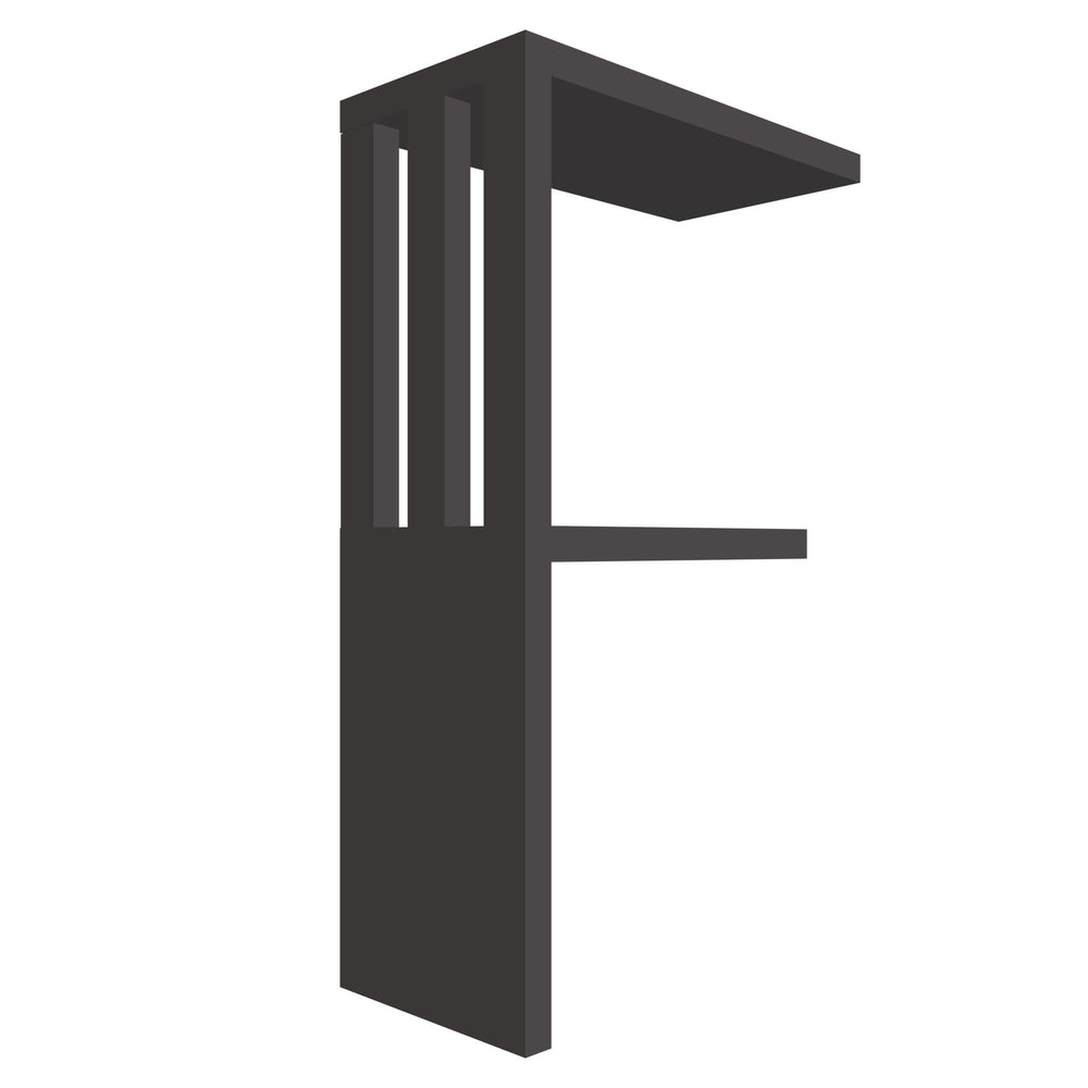 mensola in legno a forma di lettera F colore grafite