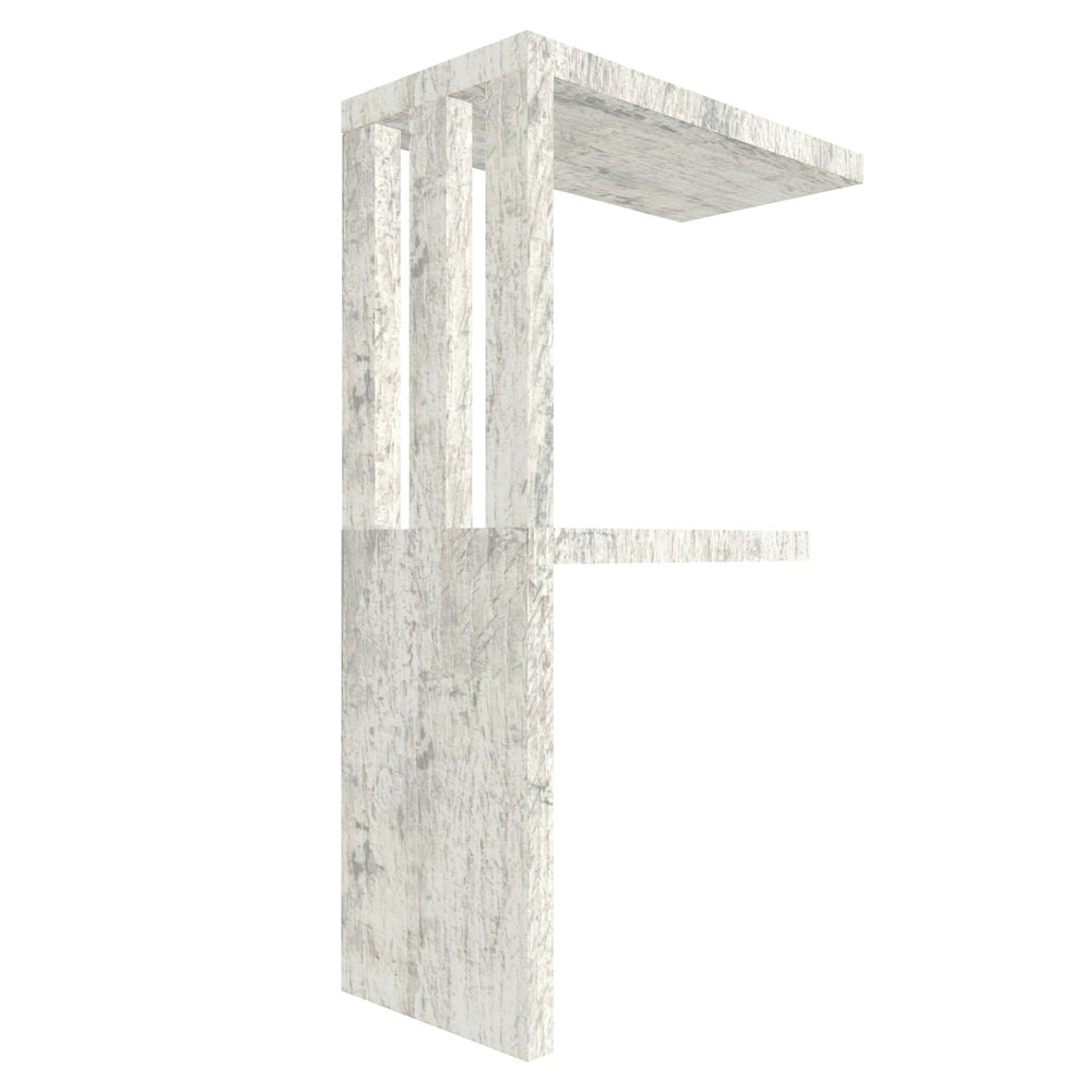 mensola in legno a forma di lettera F colore legno chiaro