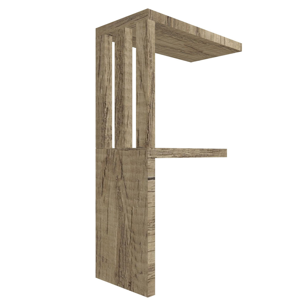 mensola in legno a forma di lettera F colore rovere