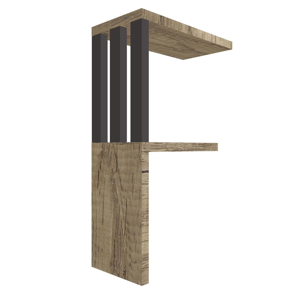 mensola in legno a forma di lettera F colore rovere e grafite