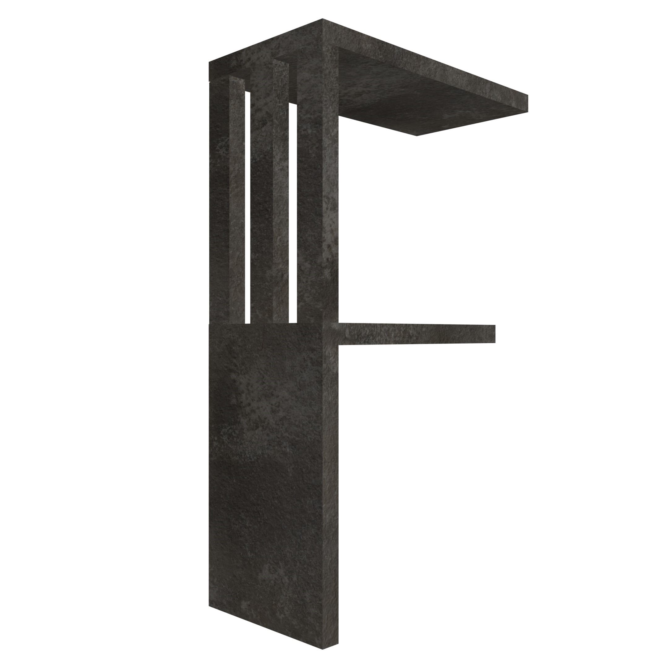 mensola in legno a forma di lettera F colore vulcano