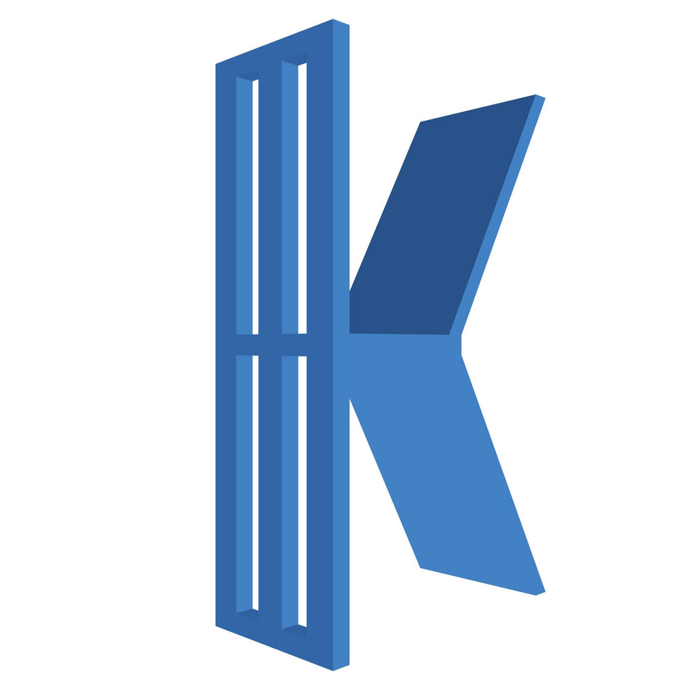 mensola a forma di lettera K colore blu