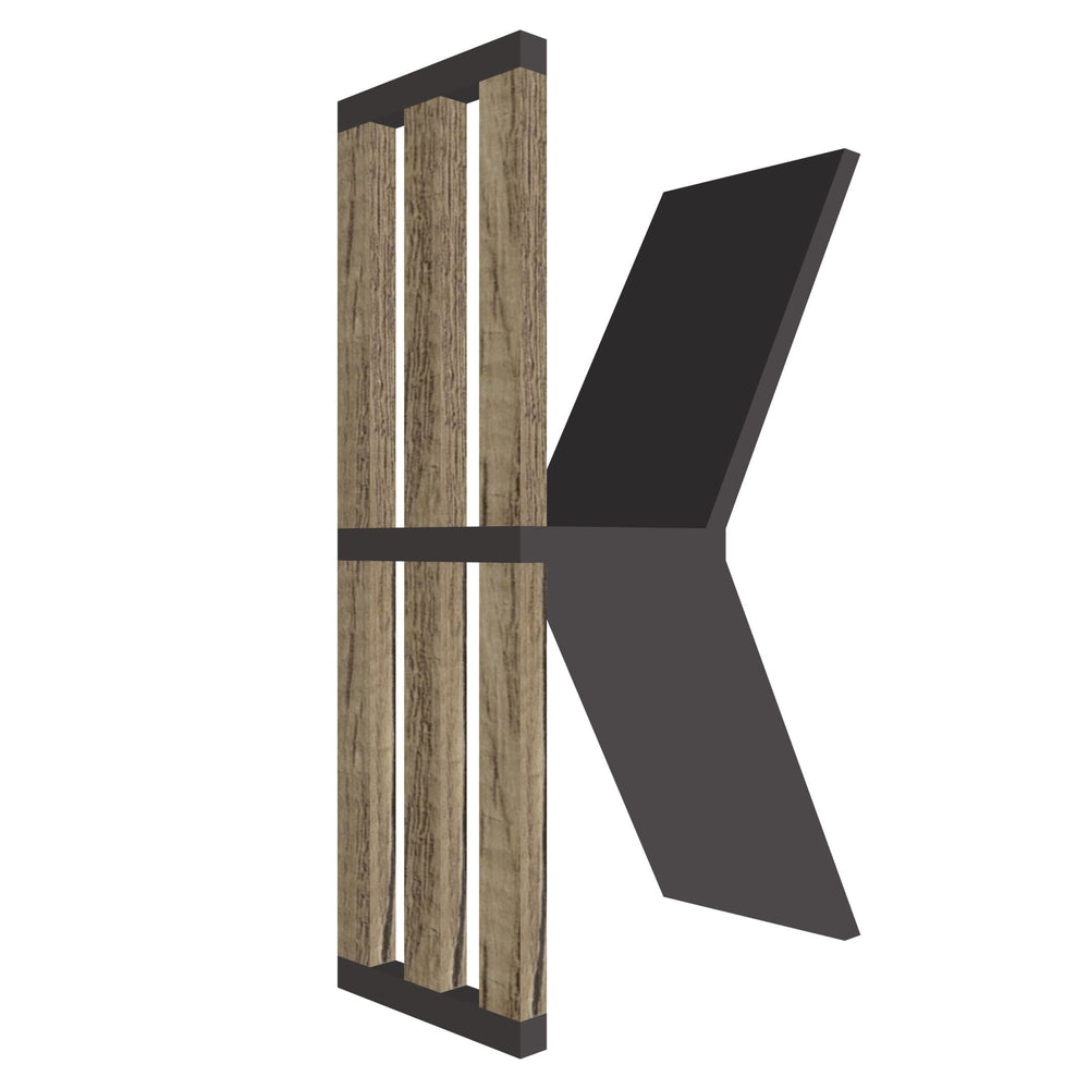 mensola a forma di lettera K colore grafite e rovere