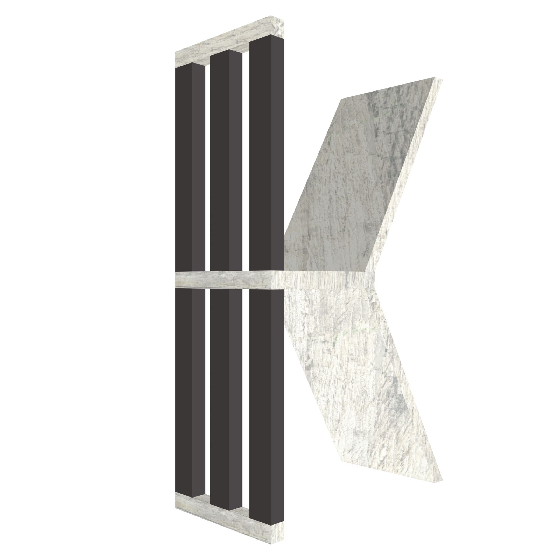 mensola a forma di lettera K colore legno chiaro e grafite