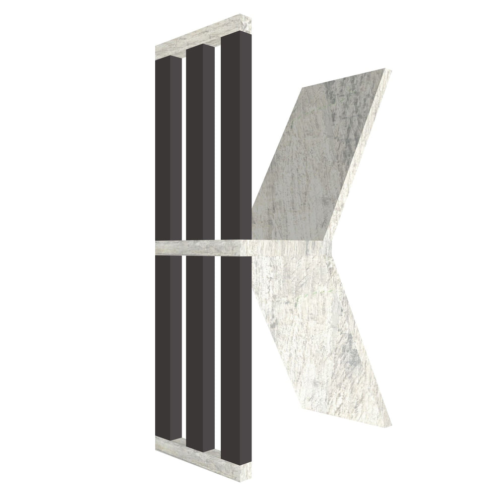 mensola a forma di lettera K colore legno chiaro e grafite