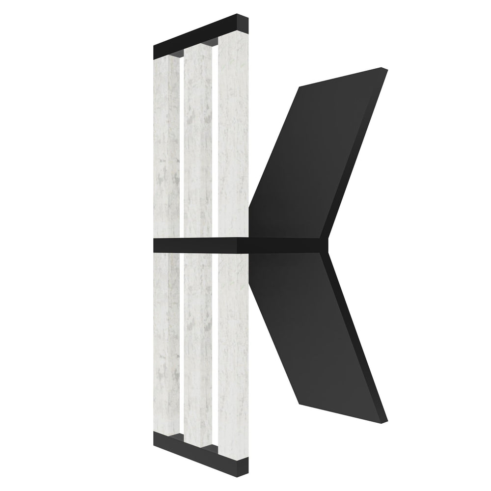 mensola a forma di lettera K colore nero e legno chiaro