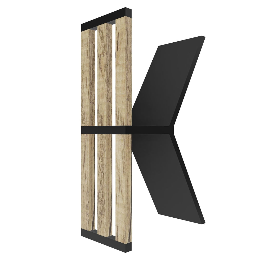 mensola a forma di lettera K colore nero e rovere