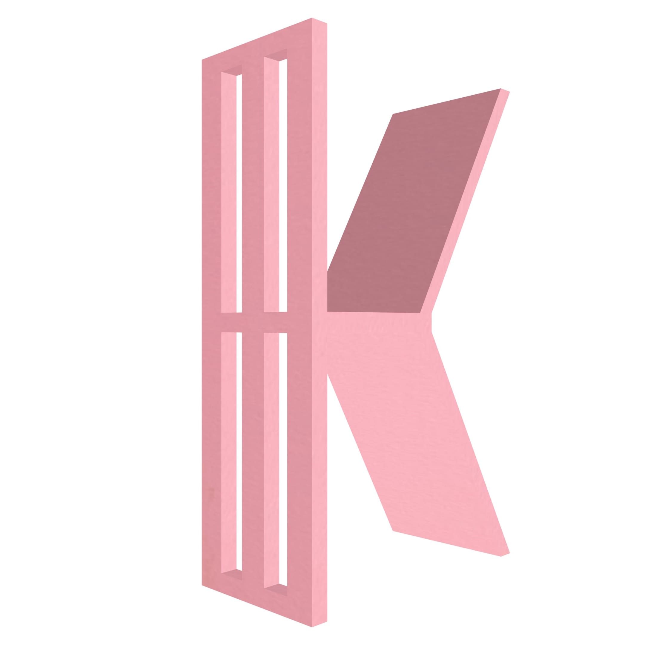 mensola a forma di lettera K colore rosa