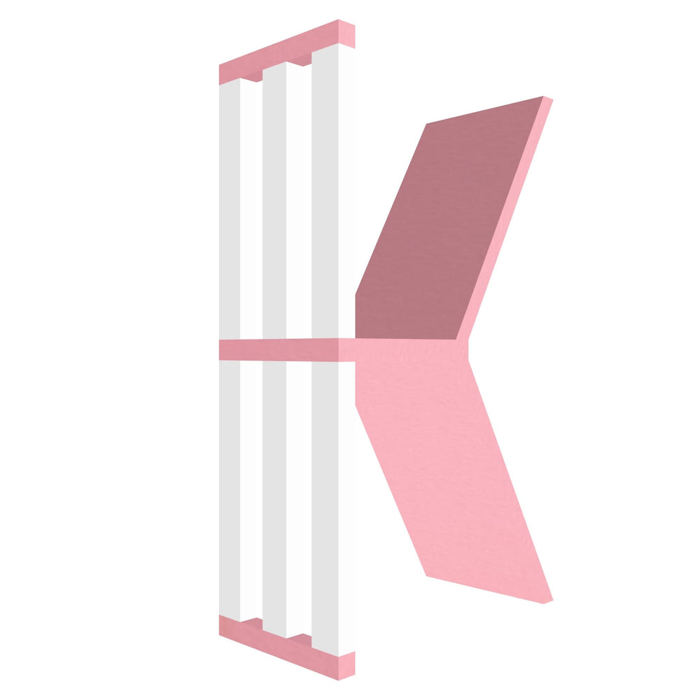 mensola a forma di lettera K colore rosa e bianco
