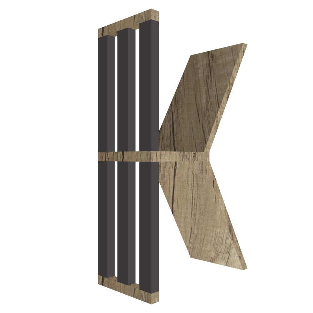 mensola a forma di lettera K colore rovere e grafite