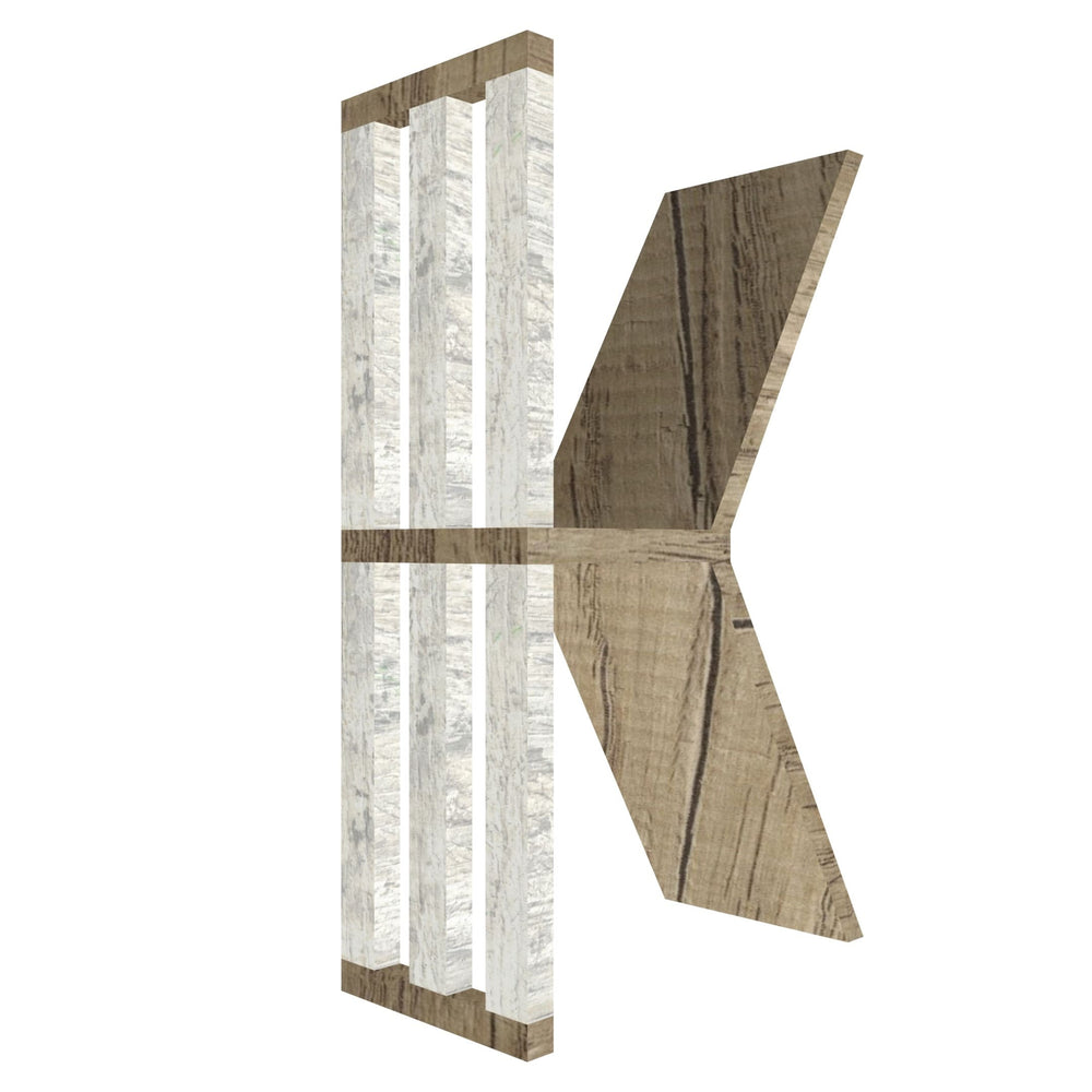 mensola a forma di lettera K colore rovere e legno chiaro