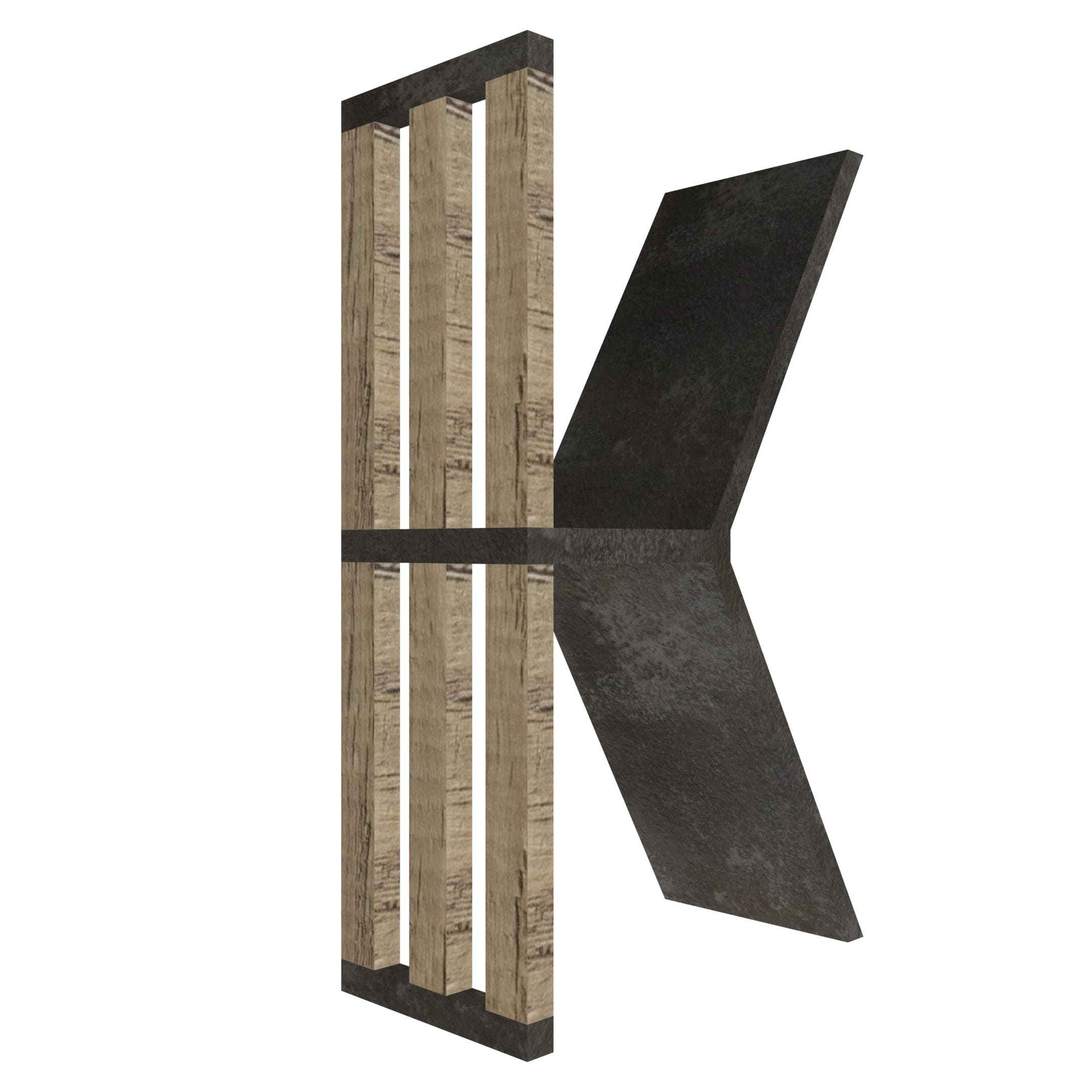 mensola a forma di lettera K colore vulcano e rovere