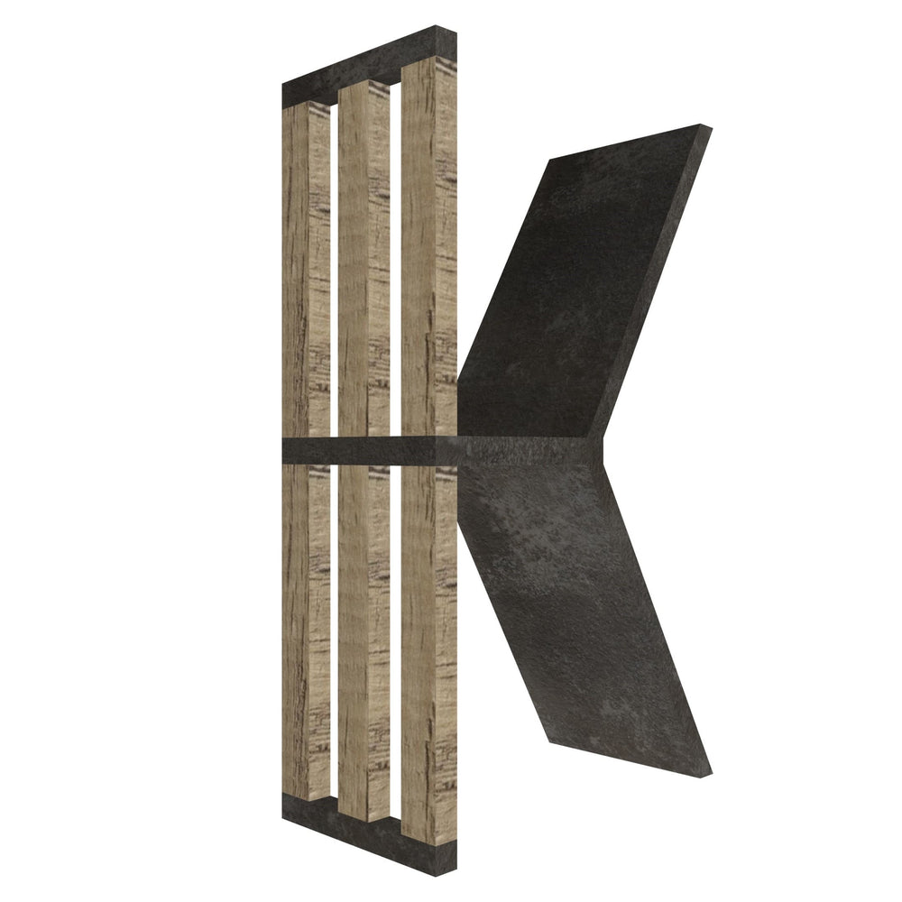 mensola a forma di lettera K colore vulcano e rovere