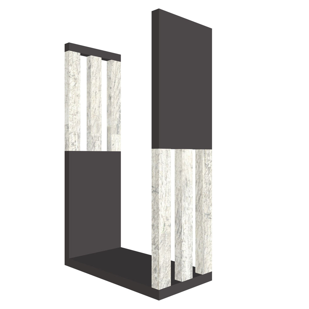 mensola in legno a forma di lettera U colore grafite e legno chiaro